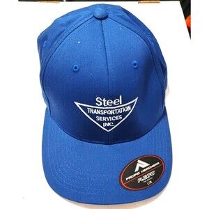 Steel Transportation Services Inc. Hat Cap Blue White Logo Flexfit Pacific Headw